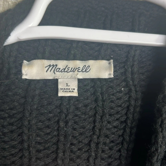 madewell chunky knit black sweater button detail size Large - Picture 4 of 5